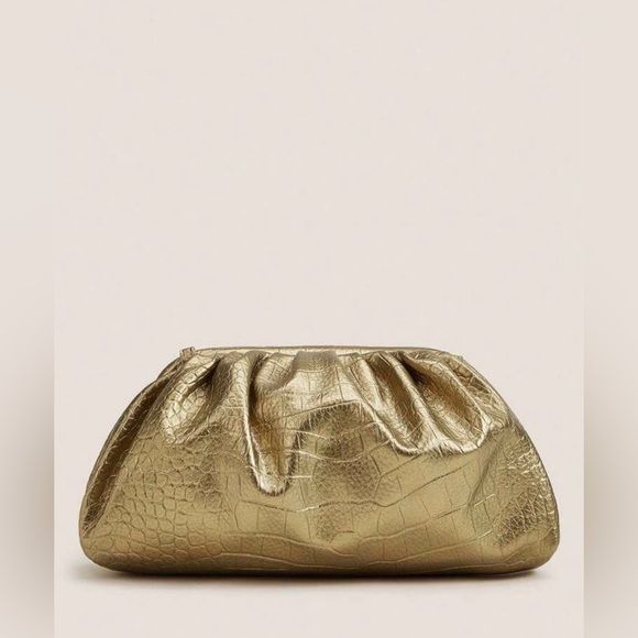 Croc embossed ruched clutch bag - Picture 1 of 5